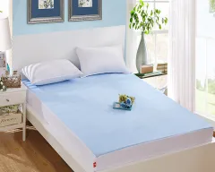 Cotton waterproof bed sheet - Blue - View 1
