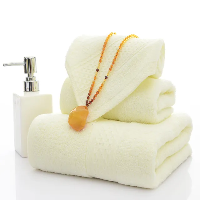 Three piece bath towel set Light Yellow - Shop at LoveMi