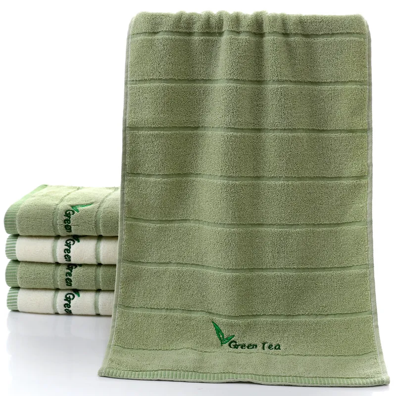 Pure Cotton 32 Strand Embroidered Face Washing Towel - Green