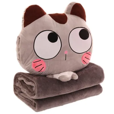 Cartoon multi function air conditioner is pillow three in one car hand warmer nap blanket air conditioning blanket office pillow Gray - Shop at LoveMi