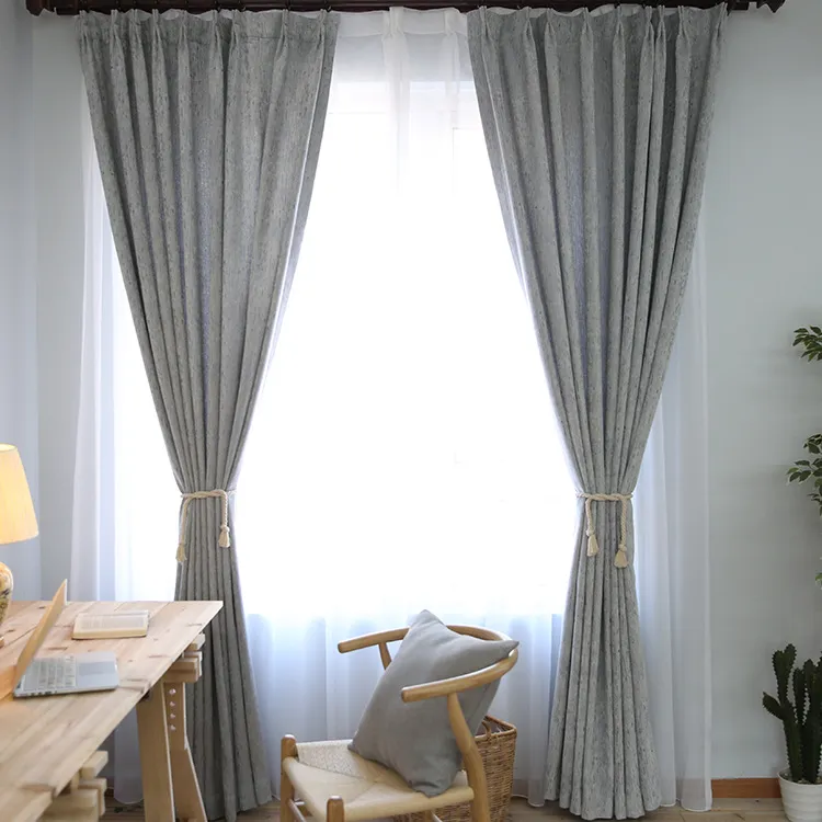 Solid color modern simple thick cotton curtain fabric – image 4