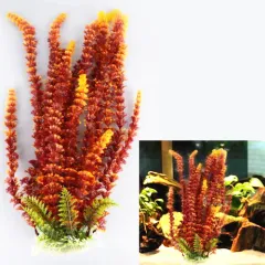 Aquarium fish tank ornament simulation plant - Orange - View 1