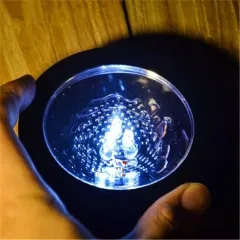 LED Round Light Cup Mat - White - View 1