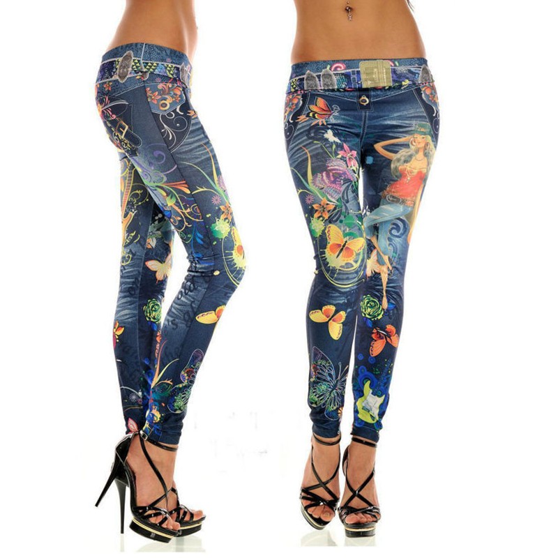 Denim Printed Leggings Black - Shop at LoveMi