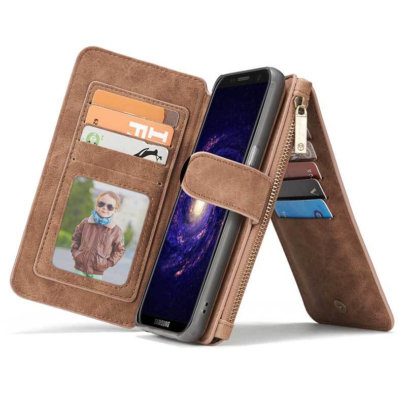 Zipper bag split multi-function Samsung S8 mobile phone case Vintage flip wallet card Samsung S8 plus leather case - Image 2