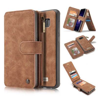 Zipper bag split multi-function Samsung S8 mobile phone case Vintage flip wallet card Samsung S8 plus leather case - Image 4