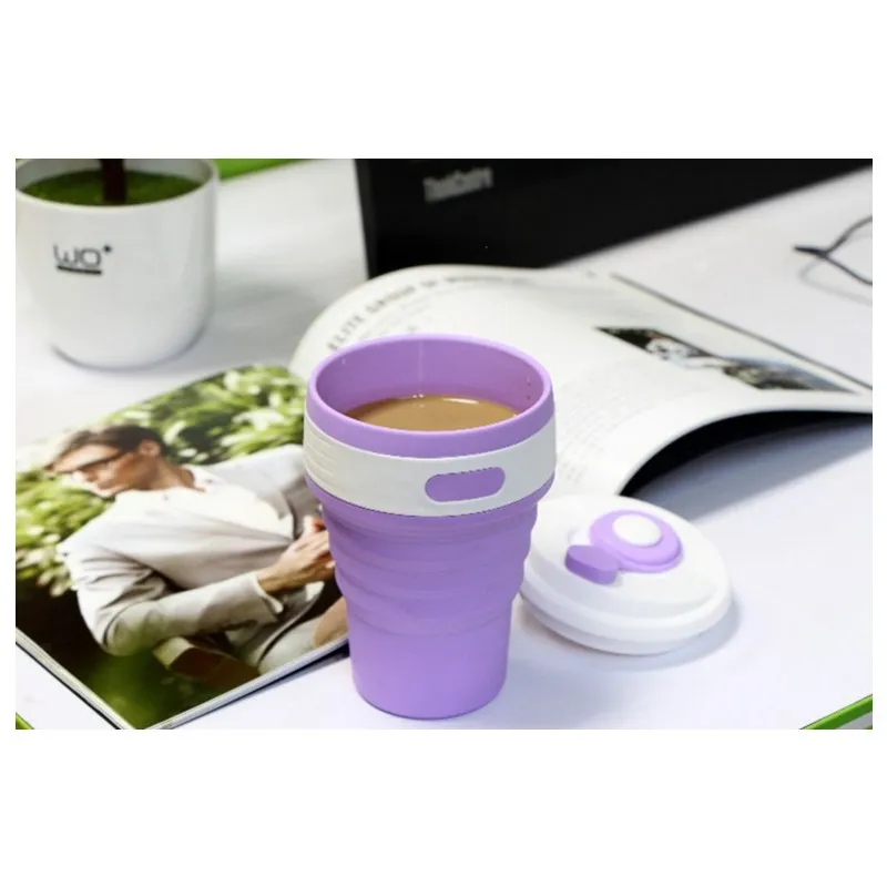 Coffee Mugs Travel Collapsible Silicone Cup Folding Water Cups BPA FREE Food Grade Drinking Ware Mug Tea Coffee Cups – image 2