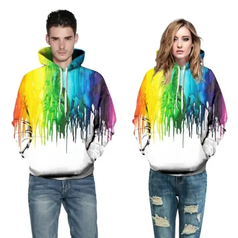 3D Hoodies Men Splatter Colorful Paint Stains 3D Print