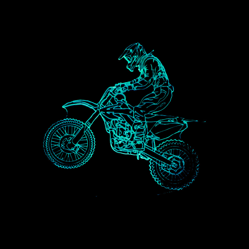 New style motorcycle 3D lamp seven color visual stereoscopic lamp LED gradual change touch remote control visual lamp 3D desk lamp — foto 8