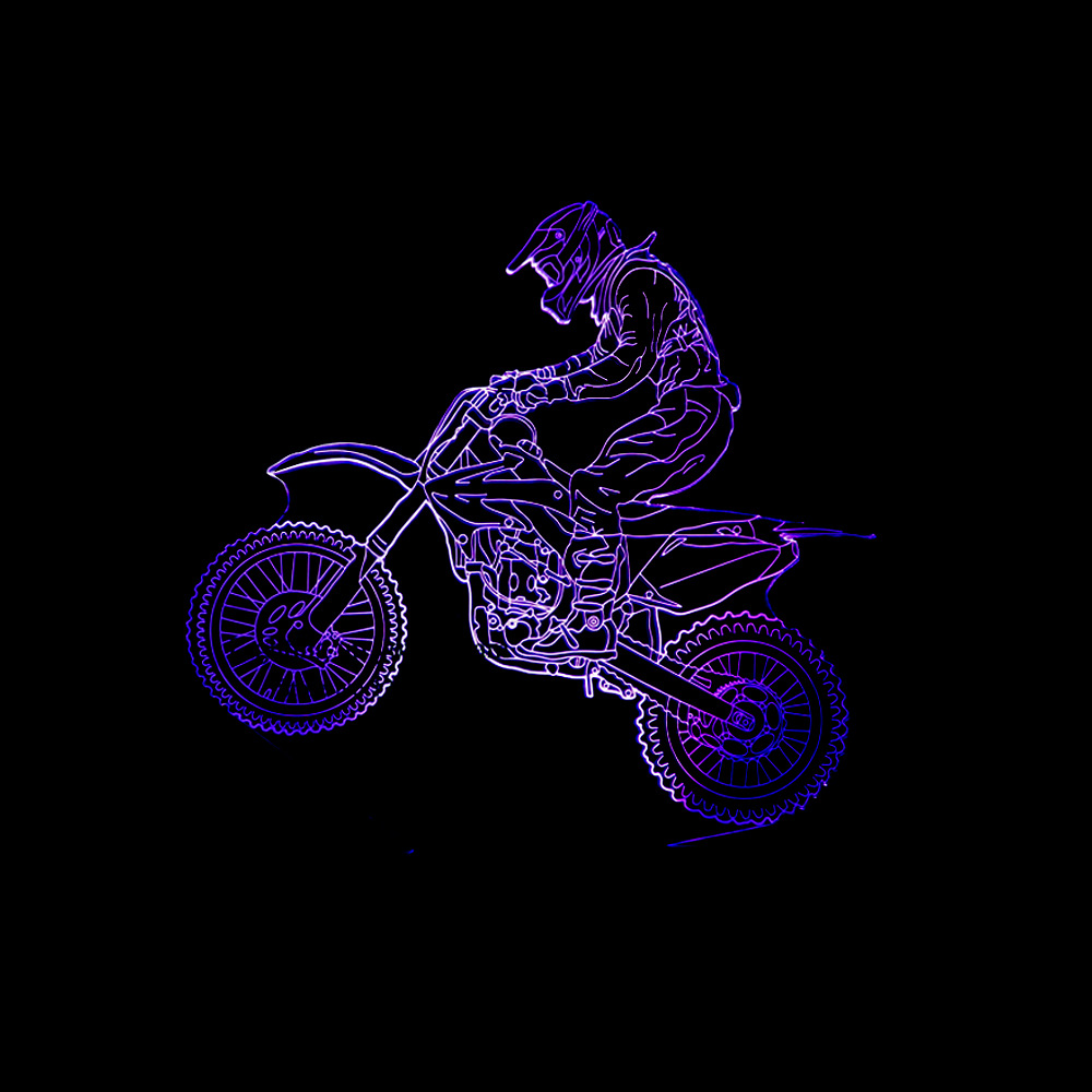 New style motorcycle 3D lamp seven color visual stereoscopic lamp LED gradual change touch remote control visual lamp 3D desk lamp — foto 5