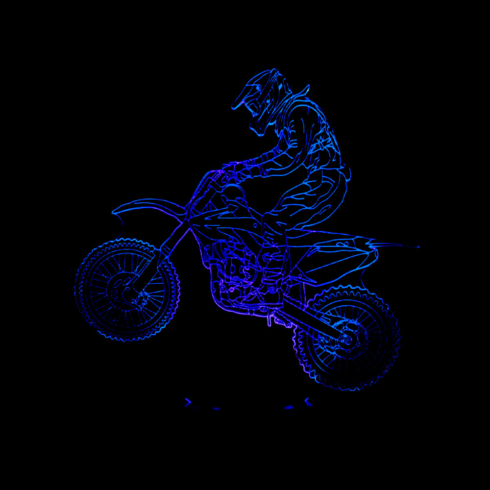 New style motorcycle 3D lamp seven color visual stereoscopic lamp LED gradual change touch remote control visual lamp 3D desk lamp — foto 10