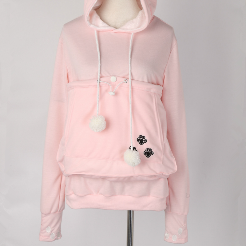 Unisex Cat Lovers Hoodie – Cozy Polyester Cotton Sweatshirt with Round Collar - Bild 8 von 11