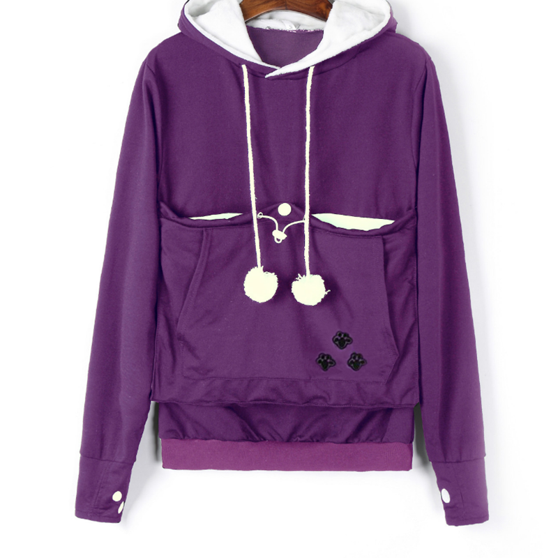 Unisex Cat Lovers Hoodie – Cozy Polyester Cotton Sweatshirt with Round Collar - Bild 9 von 11