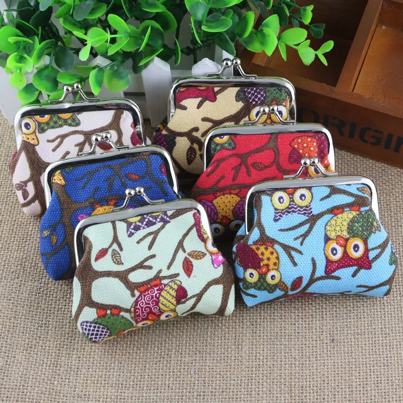 Korean Lovely Small Zero Purse Lady Canvas Owl Cartoon