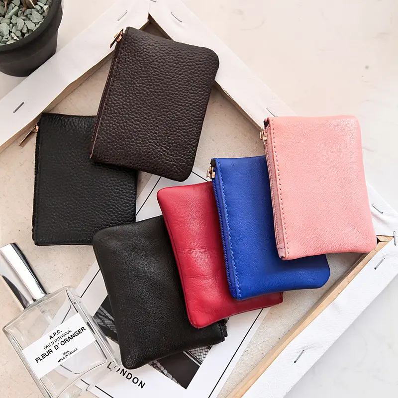 New Small Sheepskin Leather Purse Wallet Bank Card Set