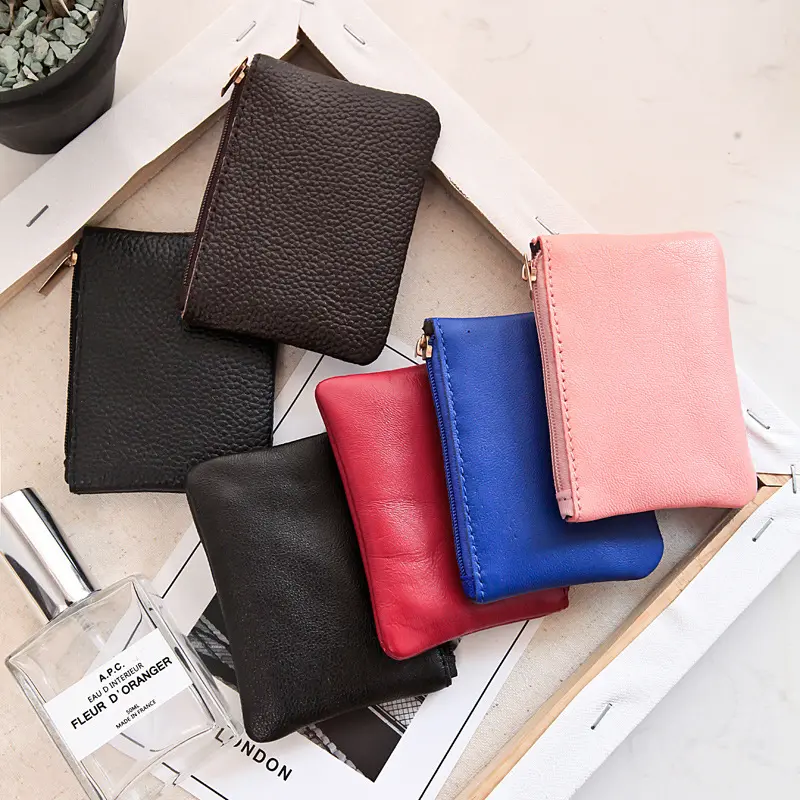 new small sheepskin leather purse wallet bank