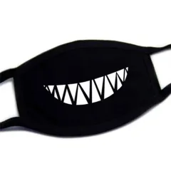 Lovely Teeth Black Cotton Dust Mask - Black 3Pc - View 1