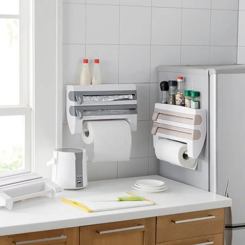 4-In-1 Kitchen Roll Holder Dispenser Foil Film Wrap Tissue