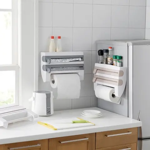 4-In-1 Kitchen Roll Holder Dispenser Foil Film Wrap Tissue