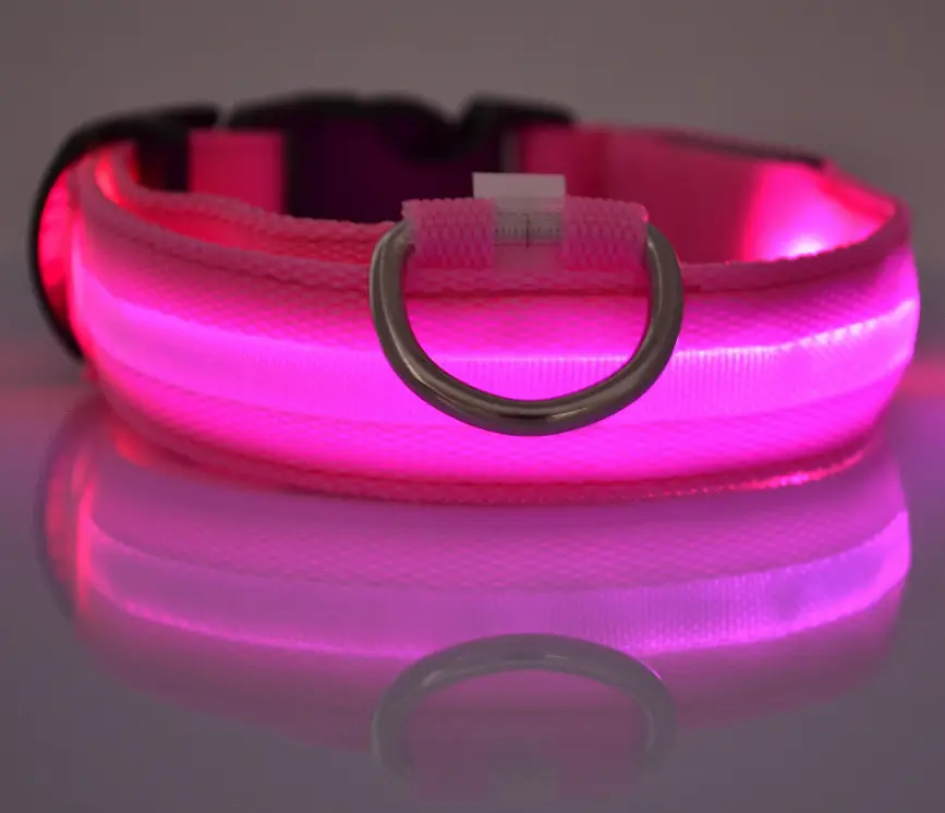 Nylon LED Pet Dog Luminous Collar Night Safety Flashing Glow in Dark Dog Cat