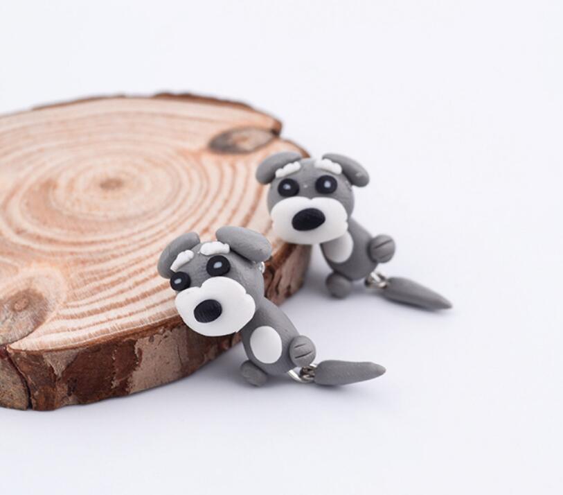 Grey Dog Stud Earrings