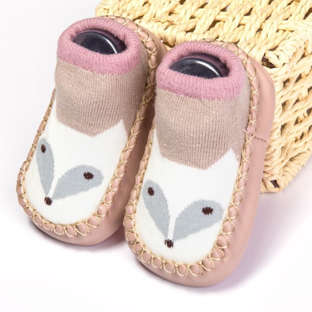 Cartoon baby non-slip shoes in White fox
