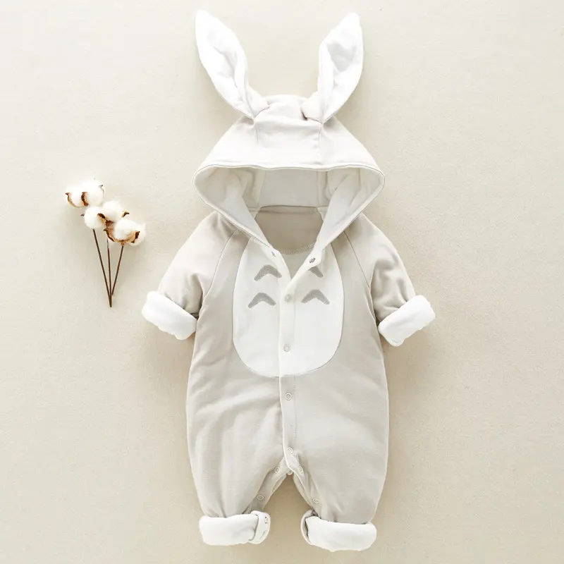 The New Cotton Padded Baby Romper Thickened Chinchilla Hooded