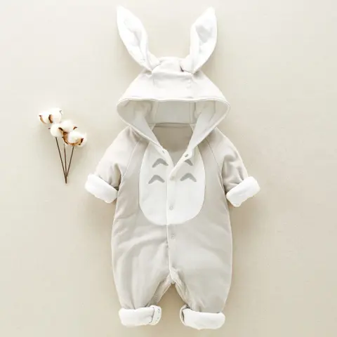 The New Cotton Padded Baby Romper Thickened Chinchilla Hooded