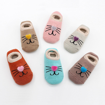 Autumn and winter new children's socks cotton thickening infant floor socks non-slip baby boat socks towel children socks