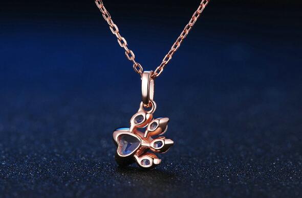 925 pure silver natural colored jewelry, heart-shaped gold jewelry with heart-shaped lotus stoneclaws pendant necklace plated rose gold
