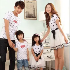 Korean version of cotton parent-child summer dress - White - View 1