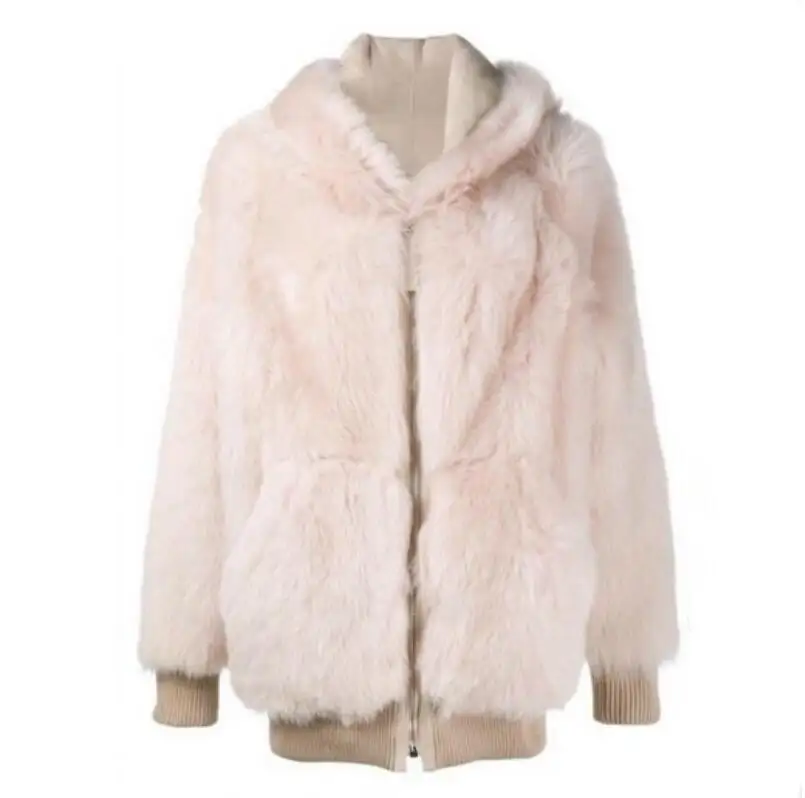 Long Hooded Fur Coat