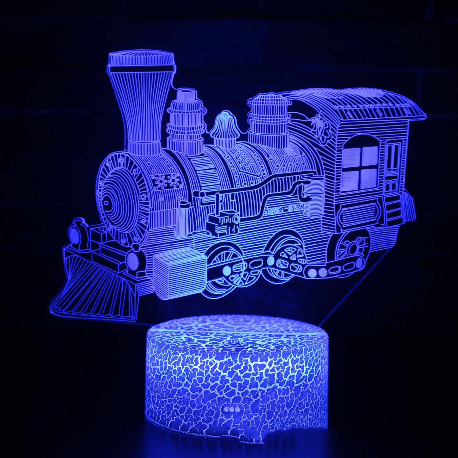 Train Fire Truck Excavator Series 3D Table Lamp LED Colorful Touch Remote Control Night Light