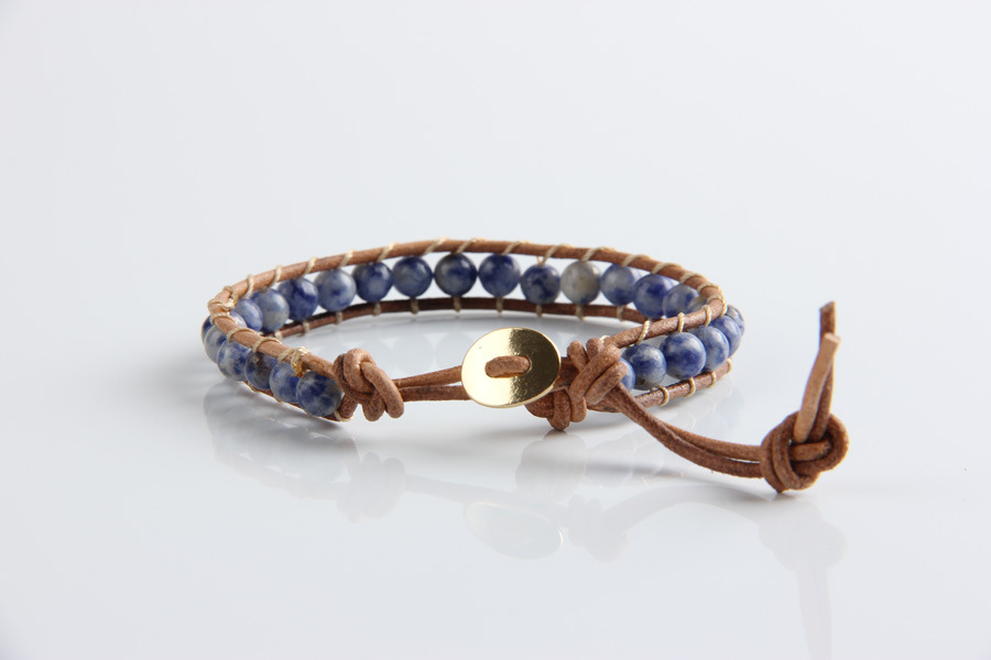 Leather Woven Beaded Bracelet, picture 2 of 4