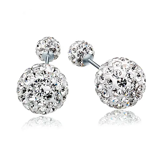 S925 Sterling Silver Earrings Austrian Rhinestones Double-sided