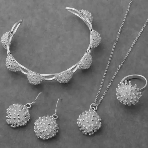 Bracelet pendant necklace ring earring four piece