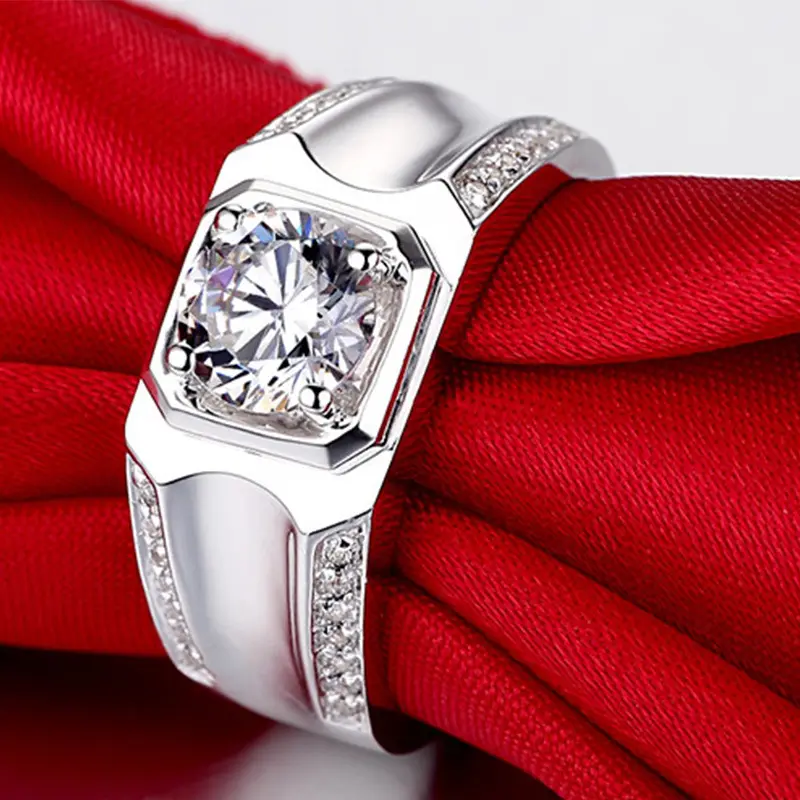 Couple Ring Diamond Sterling Silver Gold Plated