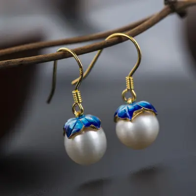 Cloisonne 925 Silver Earrings Sukhothai gold jewelry