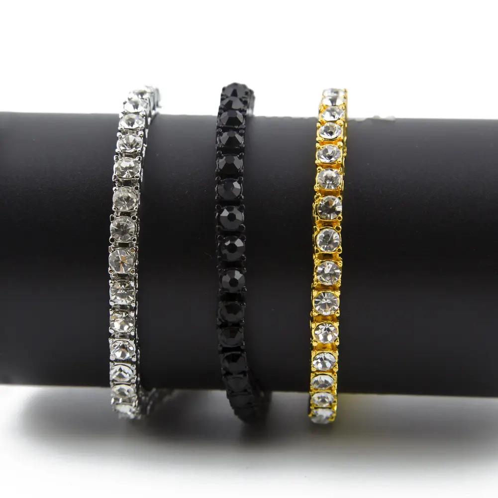 Tin Alloy Gold Color Iced Bracelet Men's