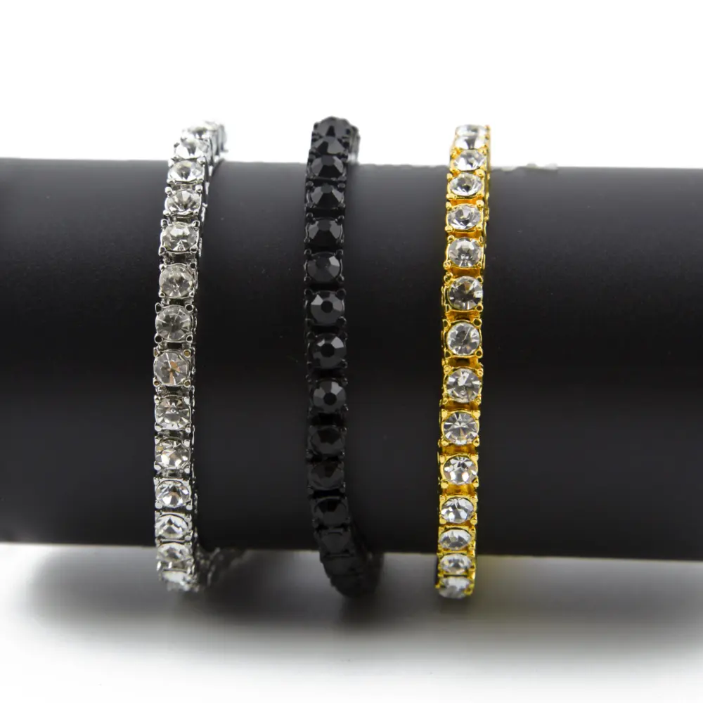 Tin Alloy Gold Color Iced Bracelet Men's Hip Hop