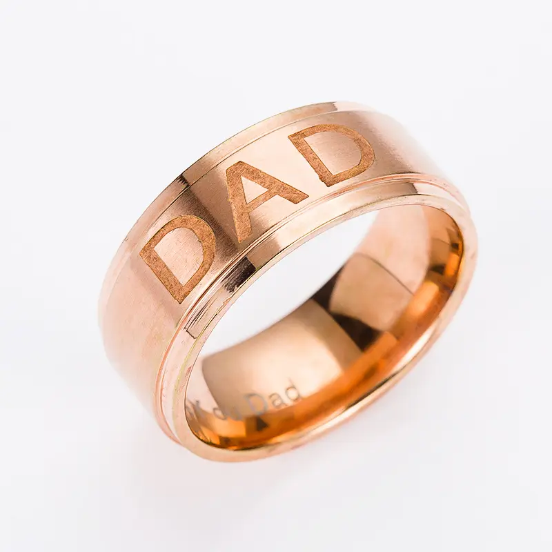 Monogram ring titanium steel