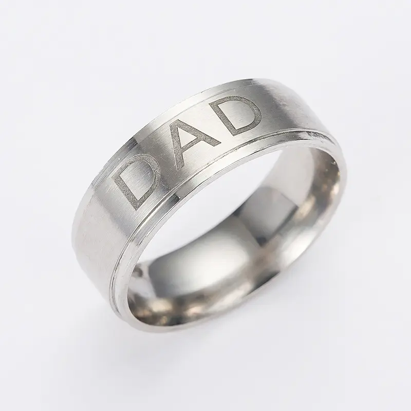Monogram ring titanium steel