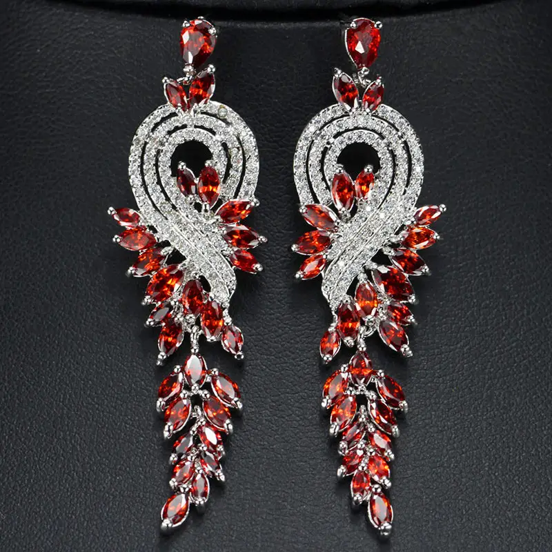 18K Gold Plated Long Tassel Earrings AAA Zircon Enamel