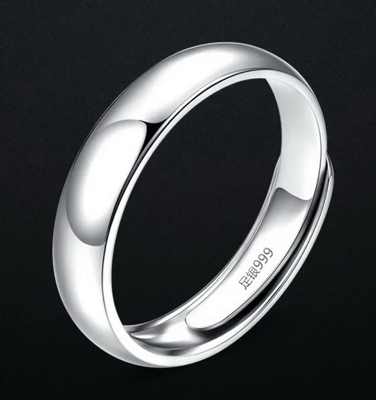 Glossy Ring Simple Men's Silver