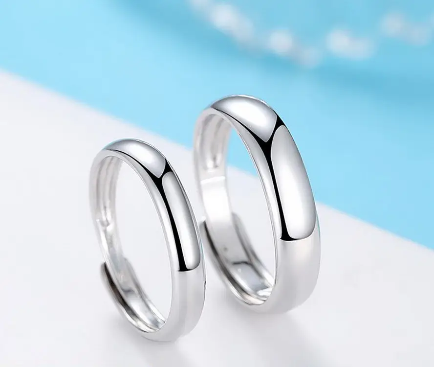 Glossy Ring Simple Men's Silver