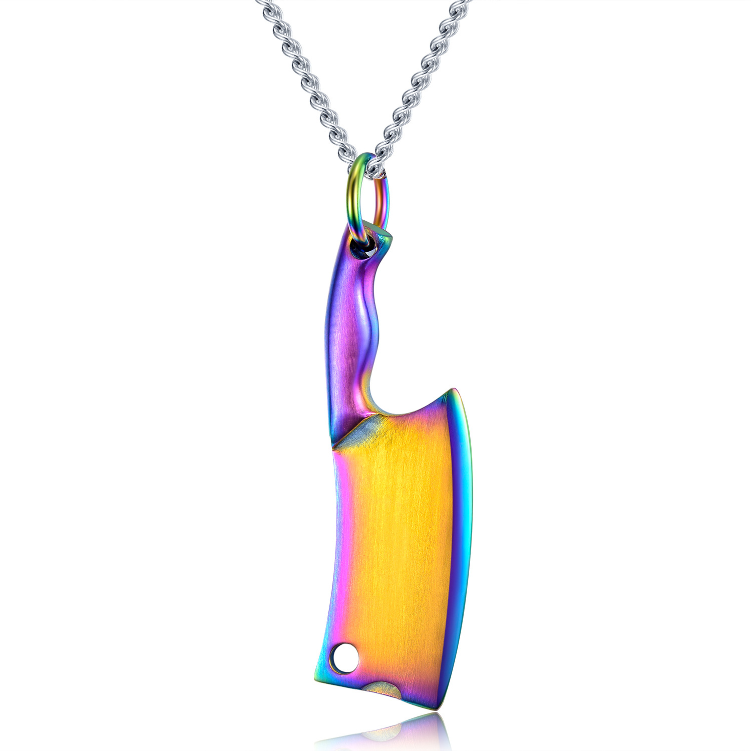 Men's Stainless Steel Necklace, Colorful Glare Classic Pendant thumbnail 2