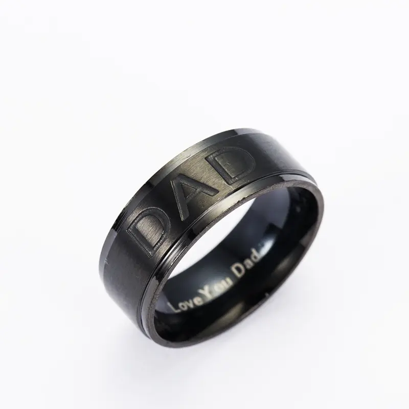 Monogram ring titanium steel