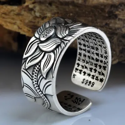 Thai Silver Black Men'S And Women'S Lotus