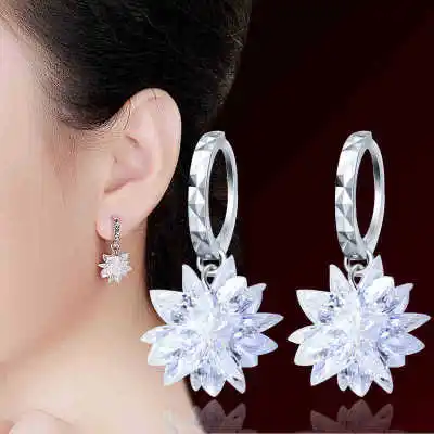 New Fashion Pure Beauty Ice 925 Silver Earrings Hypoallergenic