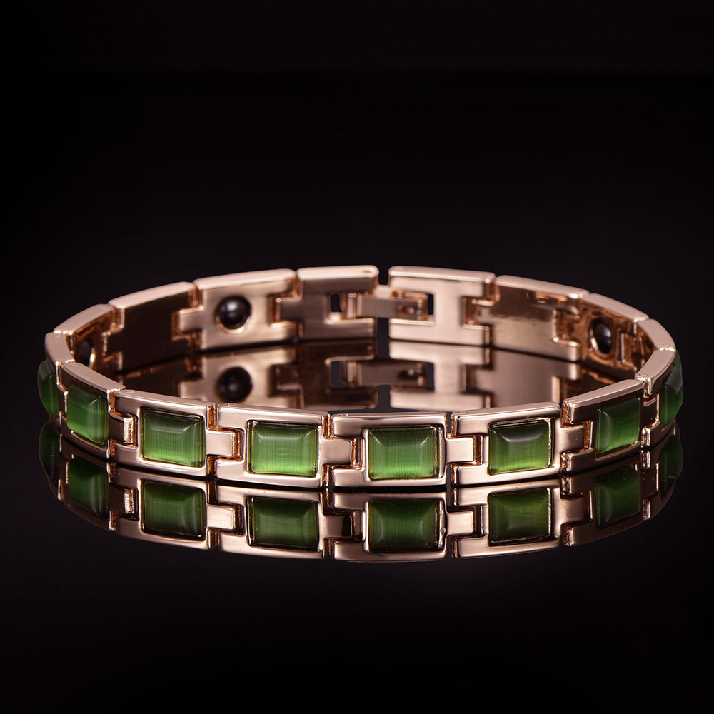 Gold-plated opal and turquoise magnet health bracelet — foto 3